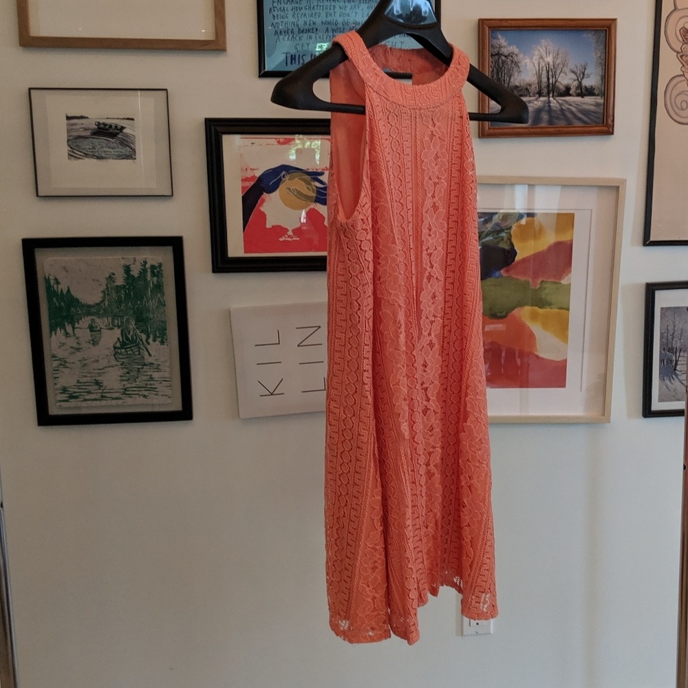 Lacy peach a-line dress